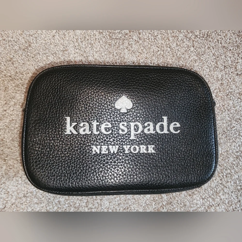 Kate‎ Spade Glitter Camera Black Leather Clutch